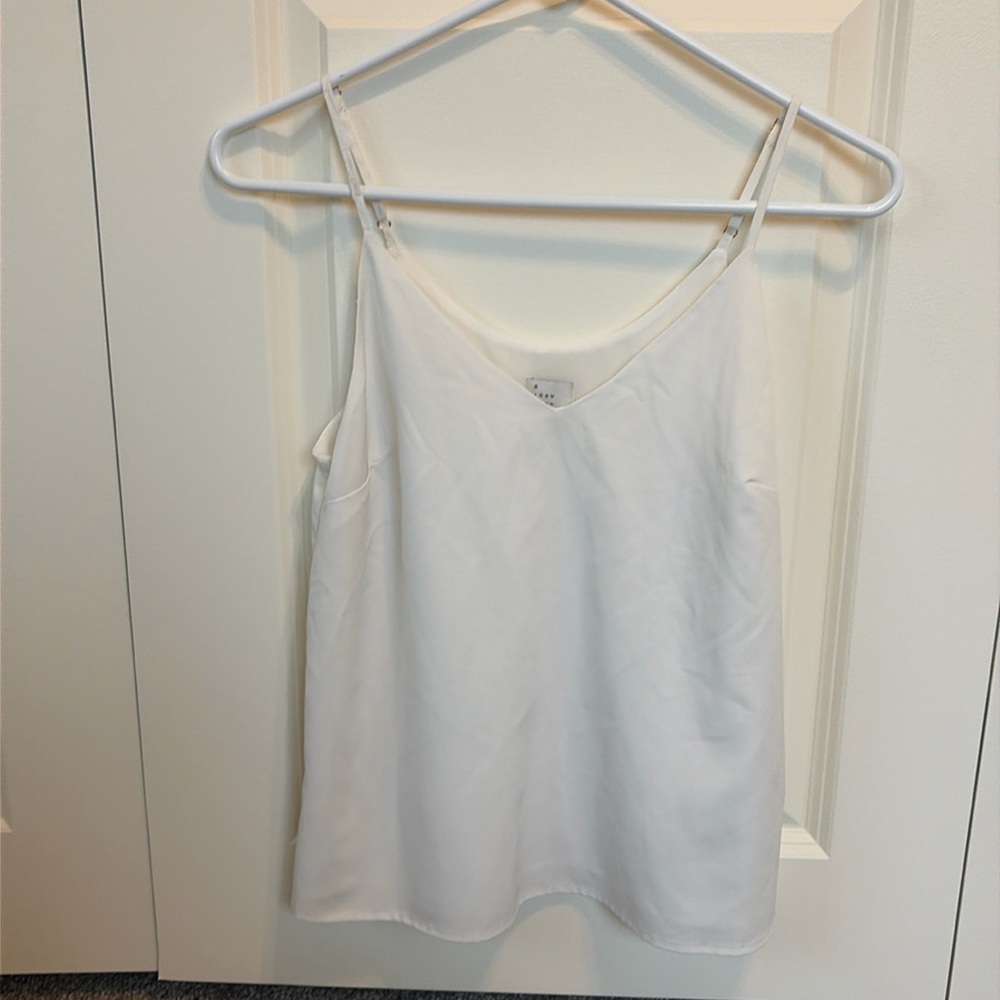 White dainty flowy polyester tank top